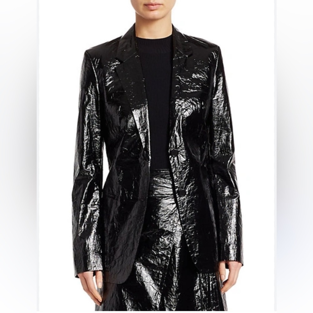 Black shiny  blazer. Women’s Helmut Lang wet-look black jacket/blazer 8 - Picture 8 of 16